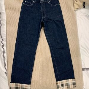 Woman’s Burberry Blue Jeans with Classic Check Trim